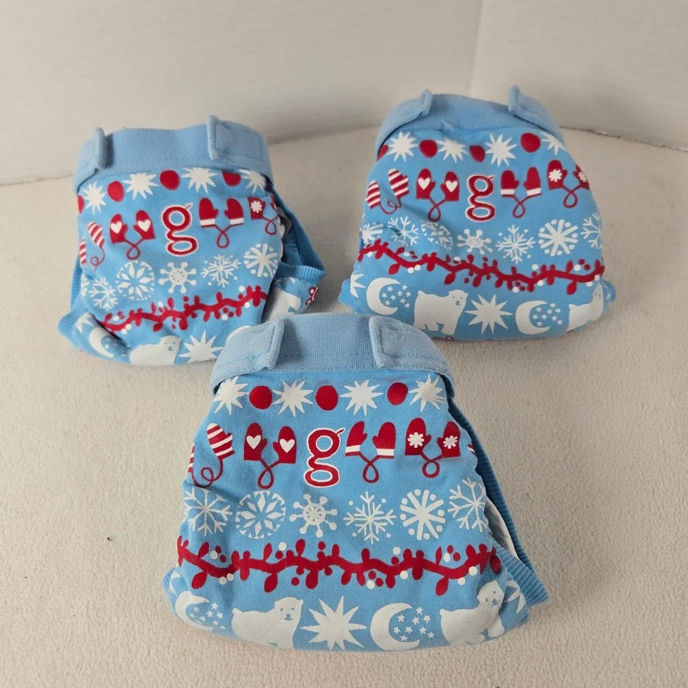 Gebo Baby‎ Cloth Diaper Covers Reusable Small Christmas Holiday Print 3 Pack